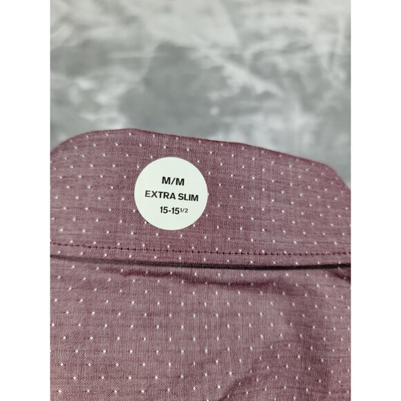 NEW Express Extra Slim polka dot Button Up Long Sleeve Mens Medium - Picture 5 of 7